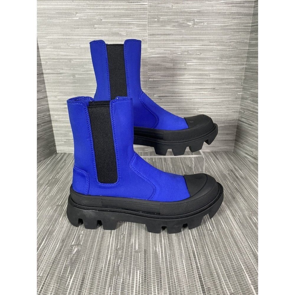 Jeffrey Campbell Women Tough Guy Chelsea Lug Sneaker Boots Blue Black Size 7